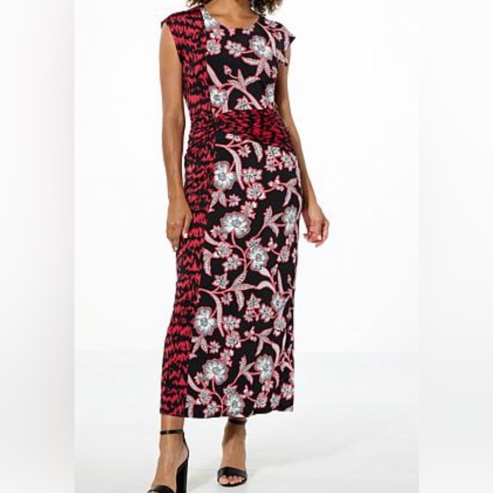 Floral Black and Pink Maxi Dress